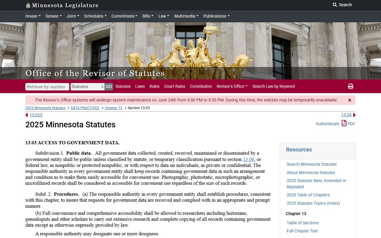 Nobles County Court Administrator records Minnesota public data statute