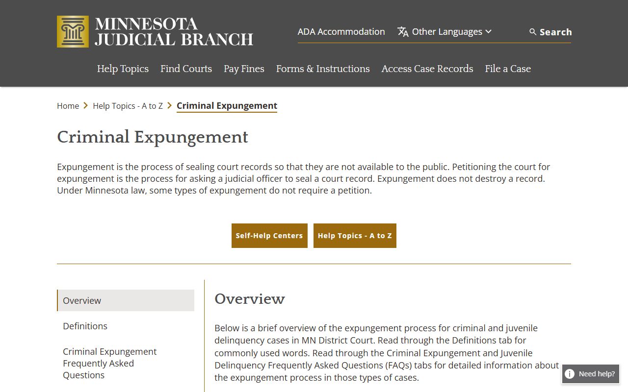 Nobles County criminal court records Minnesota expungement help