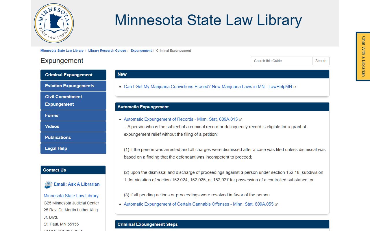 Nobles County criminal court records State Law Library expungement guide