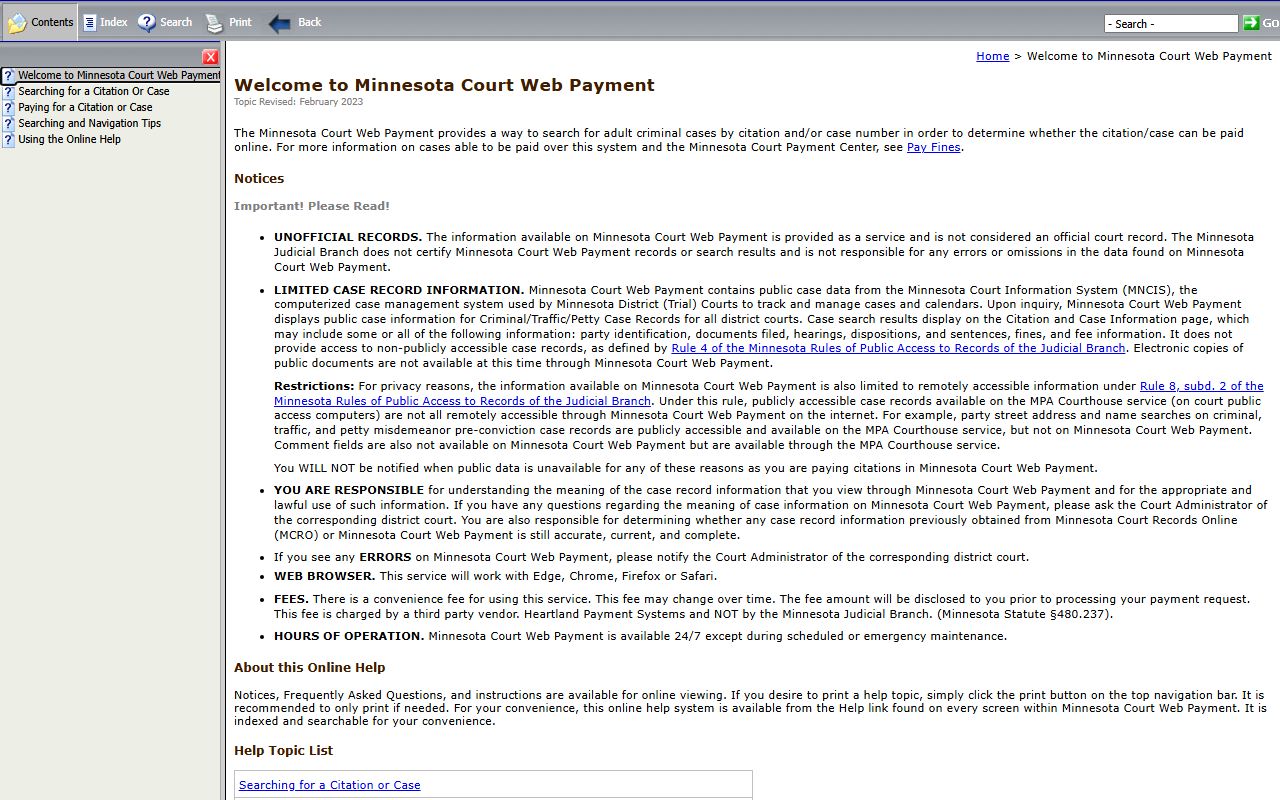 Nobles County traffic court records Court Web Payment help